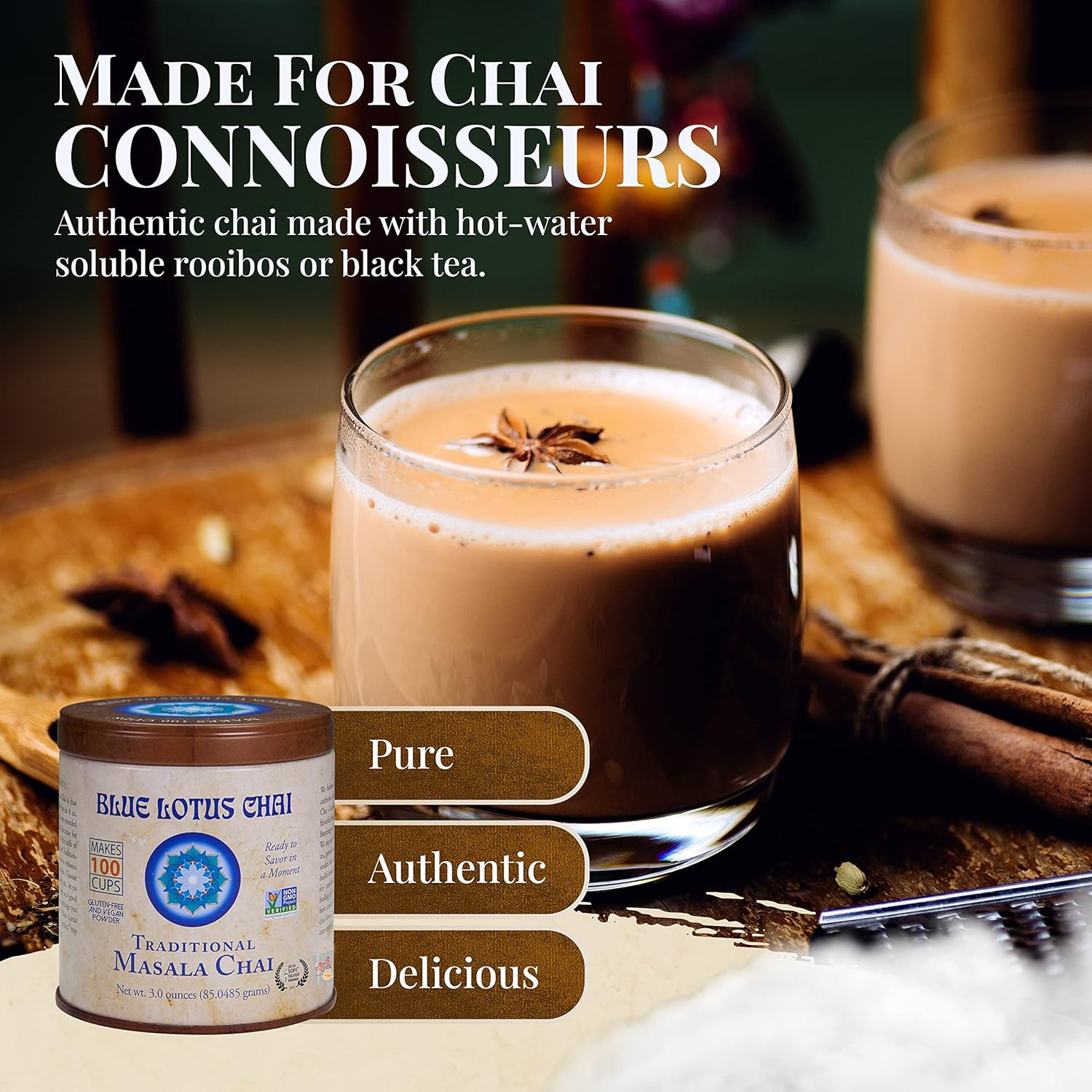 – Traditional Masala Chai – Makes 100 Cups – 3 Ounce Masala Spiced Chai Powder w