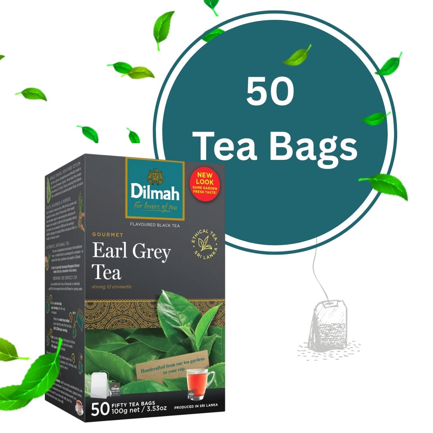 Dilmah Earl Grey Ceylon Tea – 50 Tea Bags 100g