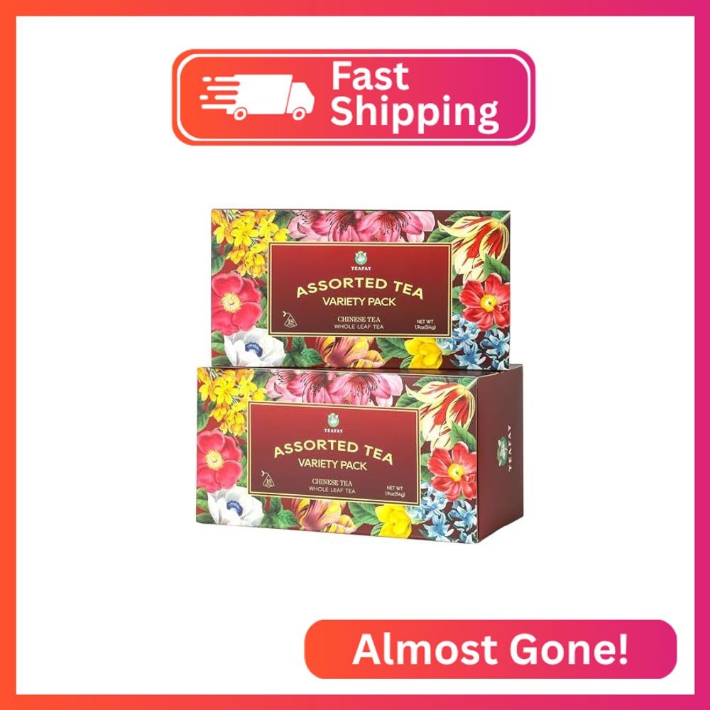 TEAFAY Assorted Tea Sampler – 9 Flavors, 18 Individually Wrapped Pyramid Tea Bag