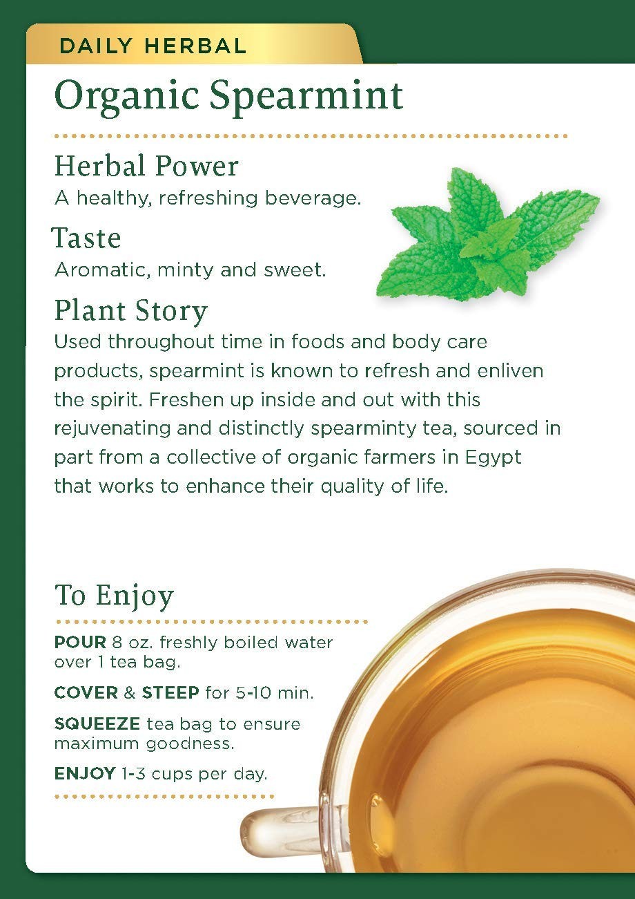 Traditional Medicinals Organic Spearmint Herbal Tea, Healthy & Refreshing, (Pac
