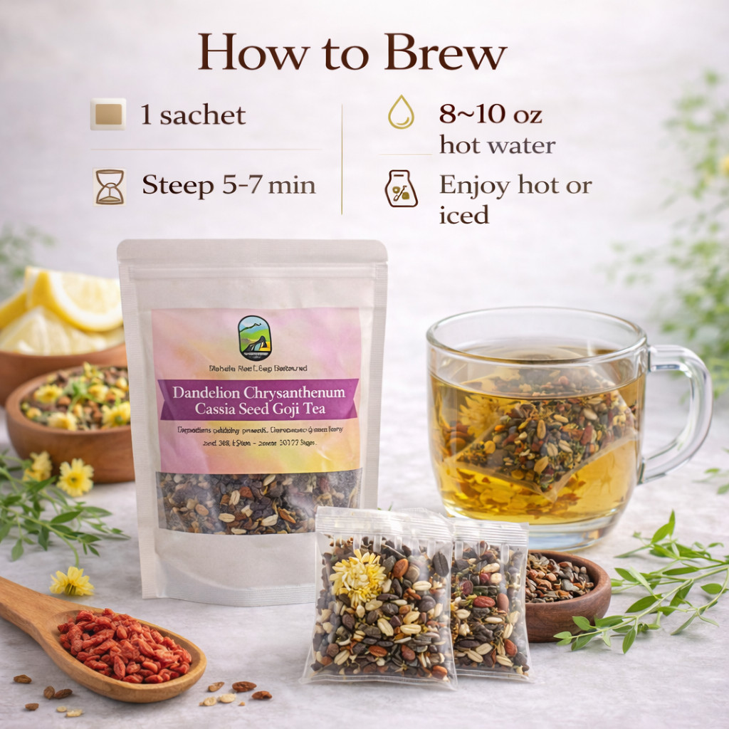 Dandelion Wolfberry Liver Support Tea Cassia Seed Herbal Tea by Vitals Herb
