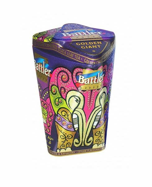 100G Ceylon Battler Tea Tin Caddy Golden Giant Wild Rosehip,Hibiscus & Raspberry