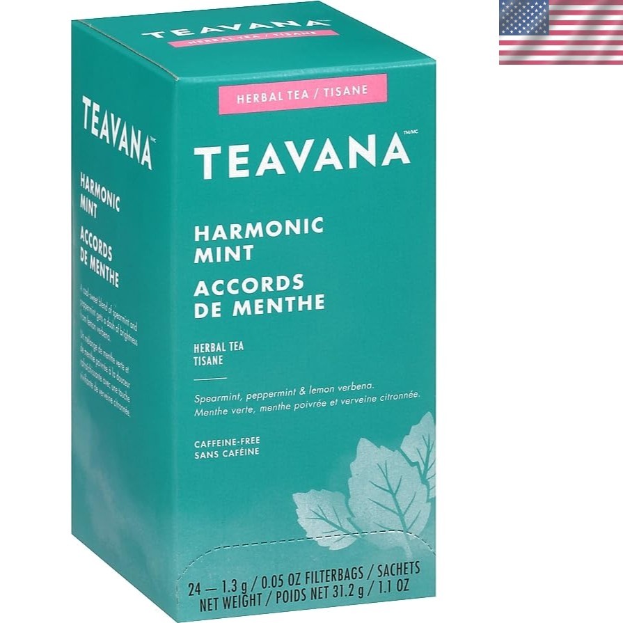 Refreshing Harmonic Mint Decaf Herbal Tea Bags – Caffeine Free – 24 Count
