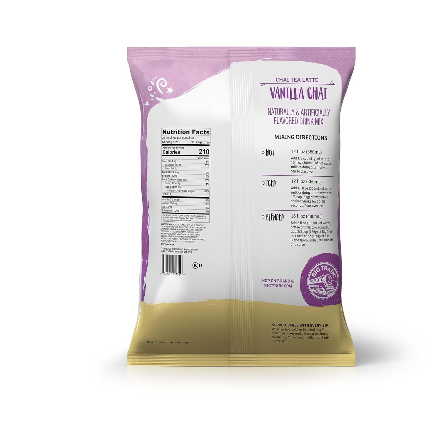 Big Train Vanilla Chai Tea Latte Instant Powdered Mix, 3.5 Pound Bag