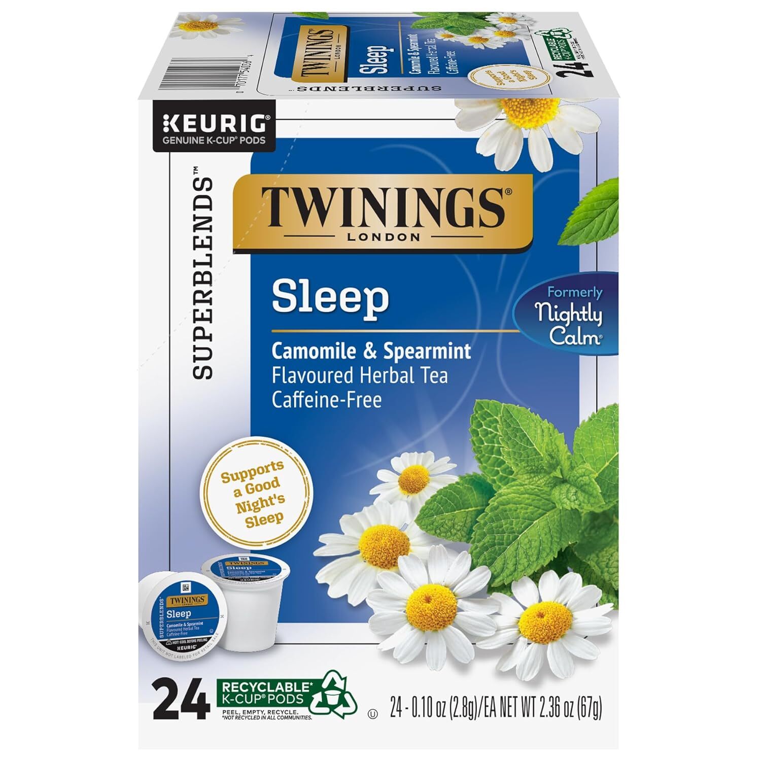 Twinings Sleep (Formally Nightly Calm Herbal) Tea 24 to 144 Count Keurig K cups