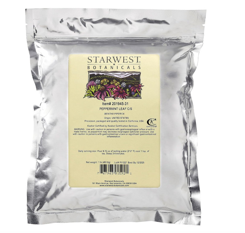 Starwest Peppermint Leaf, Cut and Sift 1 lb 6/2026