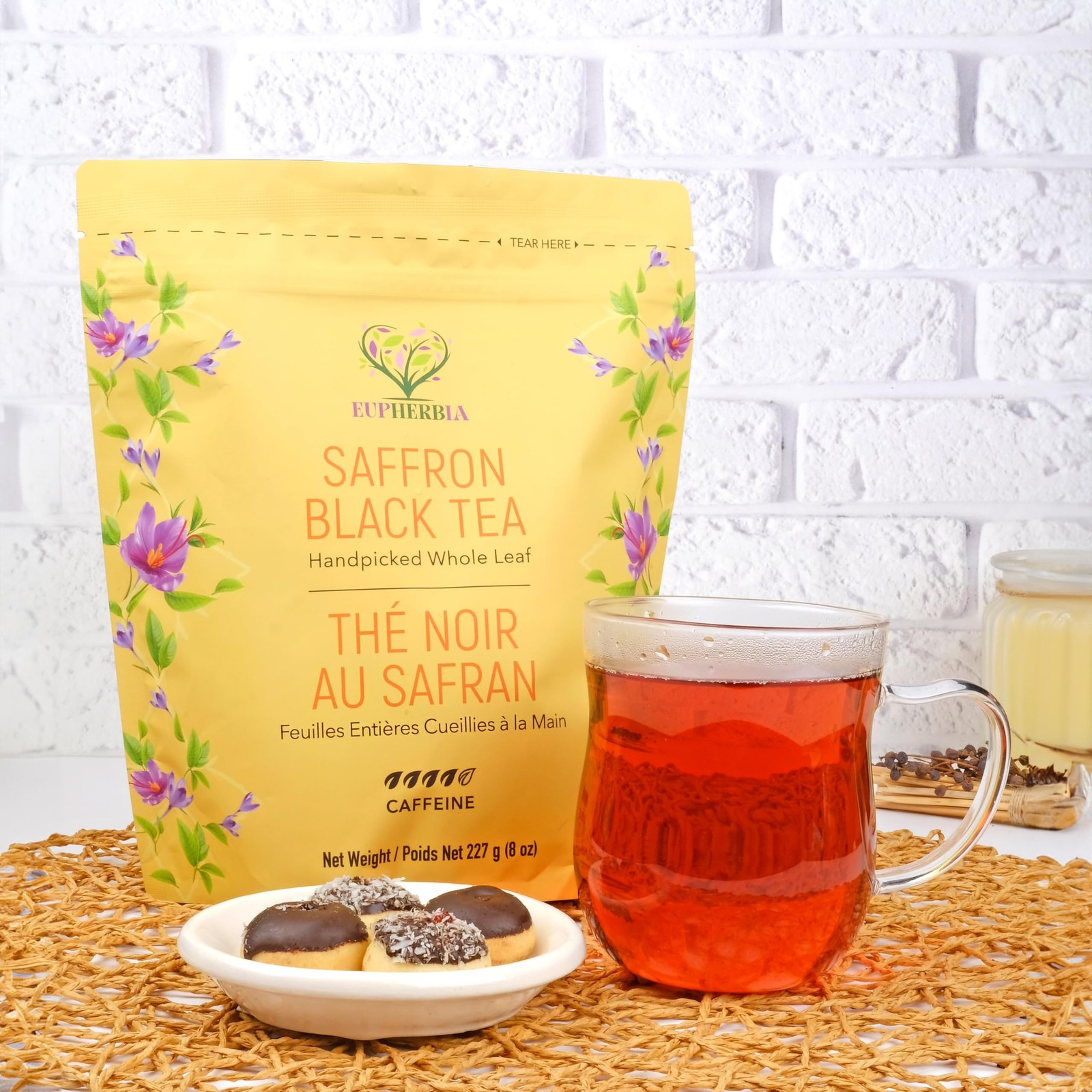 8 oz Saffron Black Tea Handpicked Highland Grown Whole Leaf with Saffron