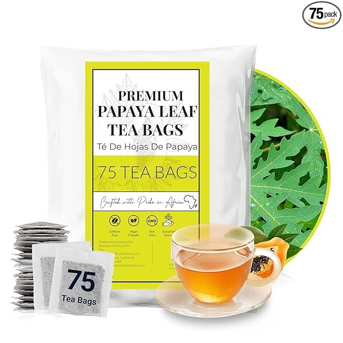75 Papaya Leaf Tea Bags, Papaya Leaves Herbal Tea, Te de Hojas de Papaya
