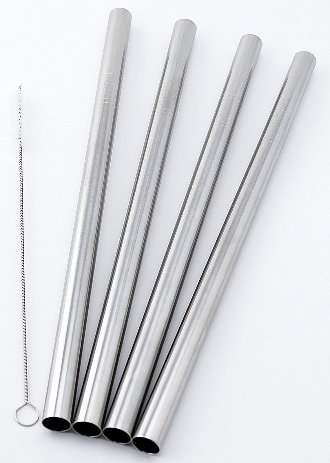 4 BOBA Straw Stainless Steel Extra Wide 1/2″ x 9.5″ Long Tapioca Pearl Bubble