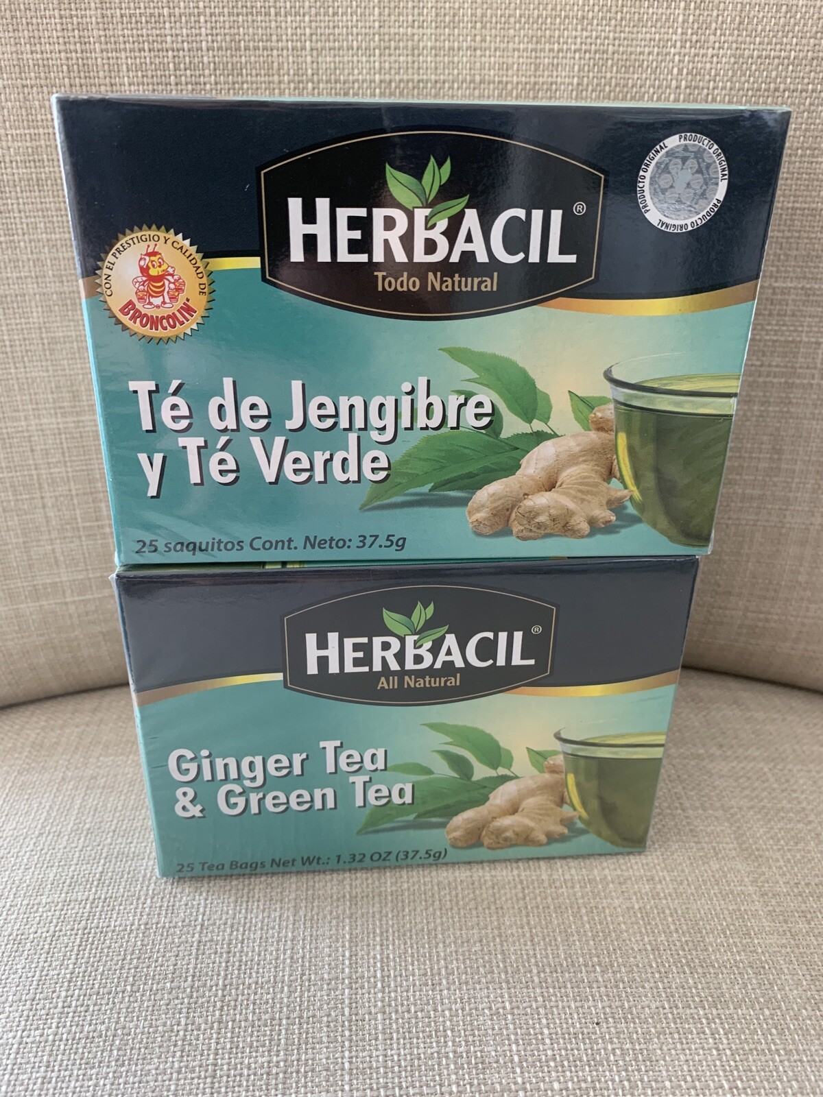 Te de Jengibre Y Te Verde 50 Tea Bags Ginger Tea Green Tea Natural 2 Pack