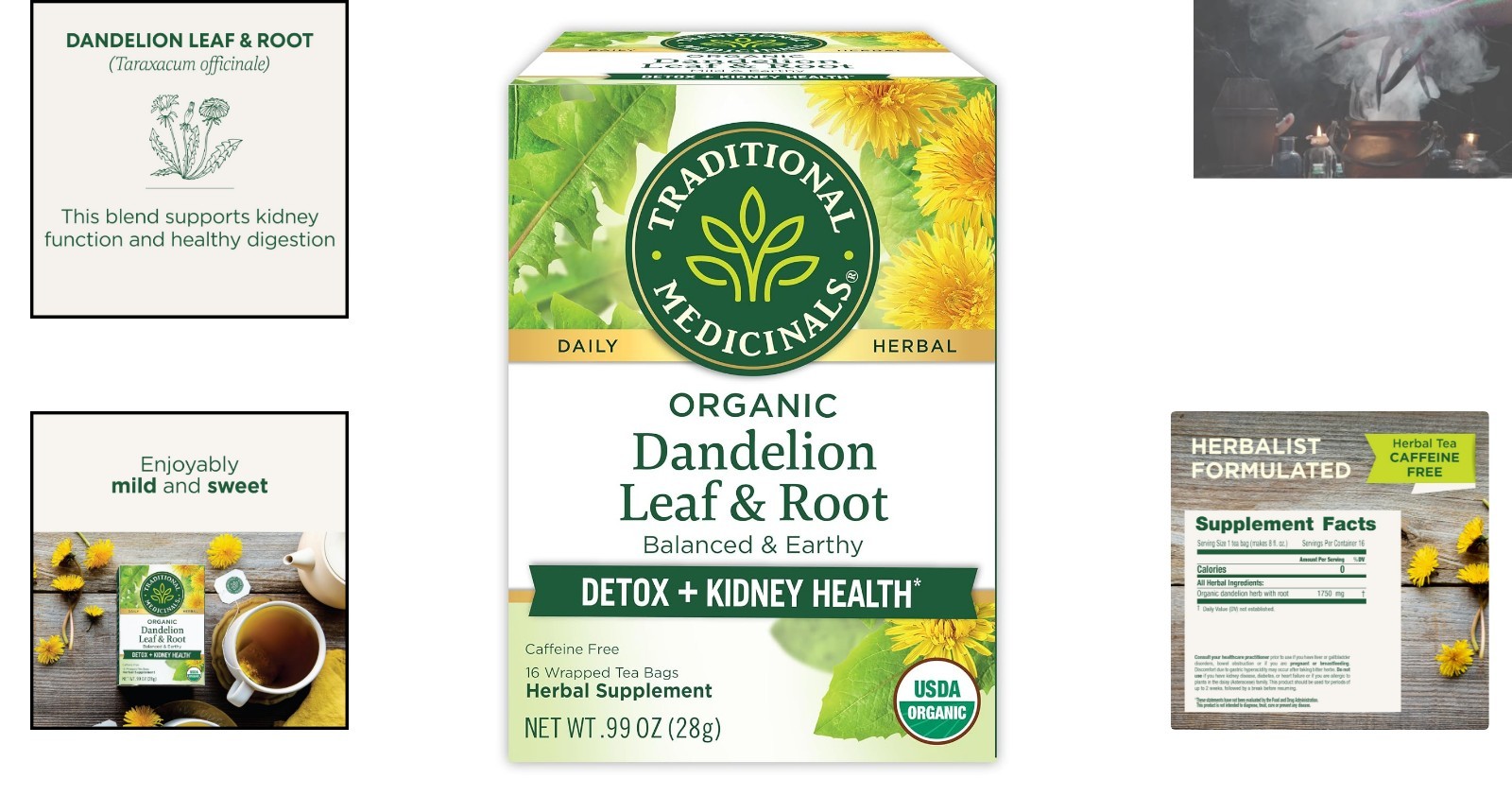 Organic Dandelion Root Tea – Supports Detox & Digestion, 16 Caffeine-Free Bags