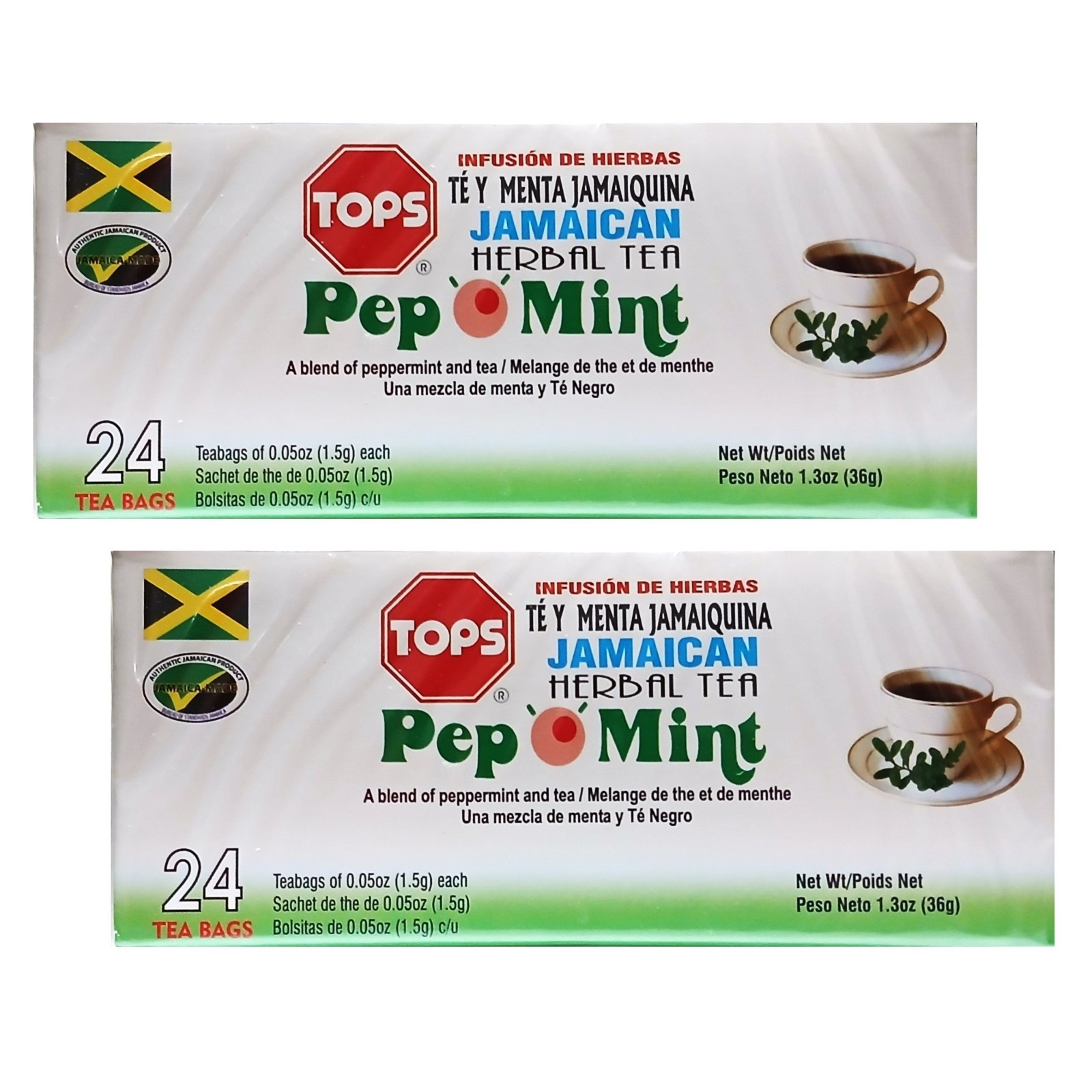 Tops Jamaican Pep-Mint Herbal Tea – 24 Tea Bags (Pack of 2)
