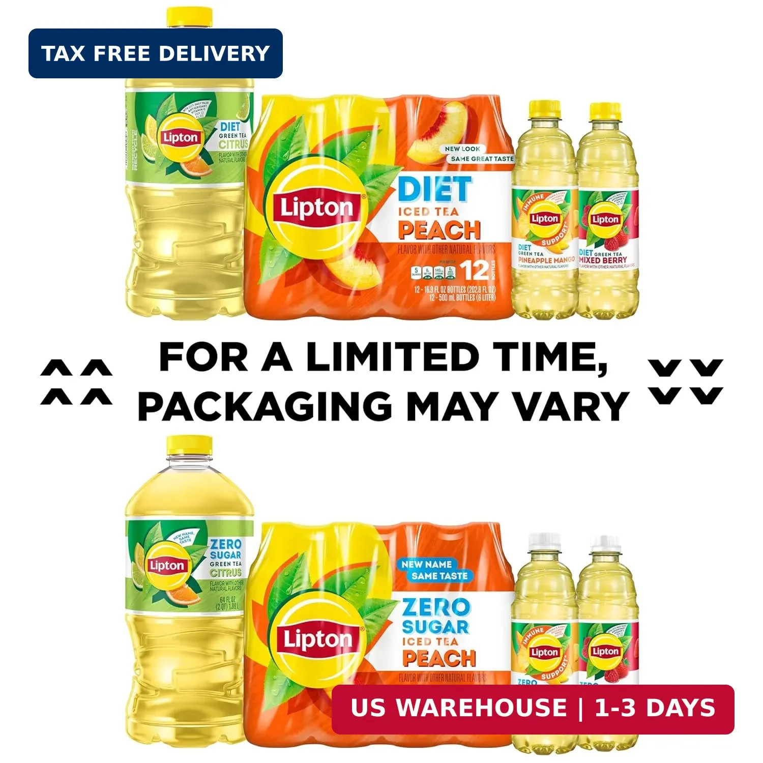 Lipton Zero Sugar Iced Tea, Green Tea Citrus, 16.9 fl oz Bottles, (12 Pack), 100