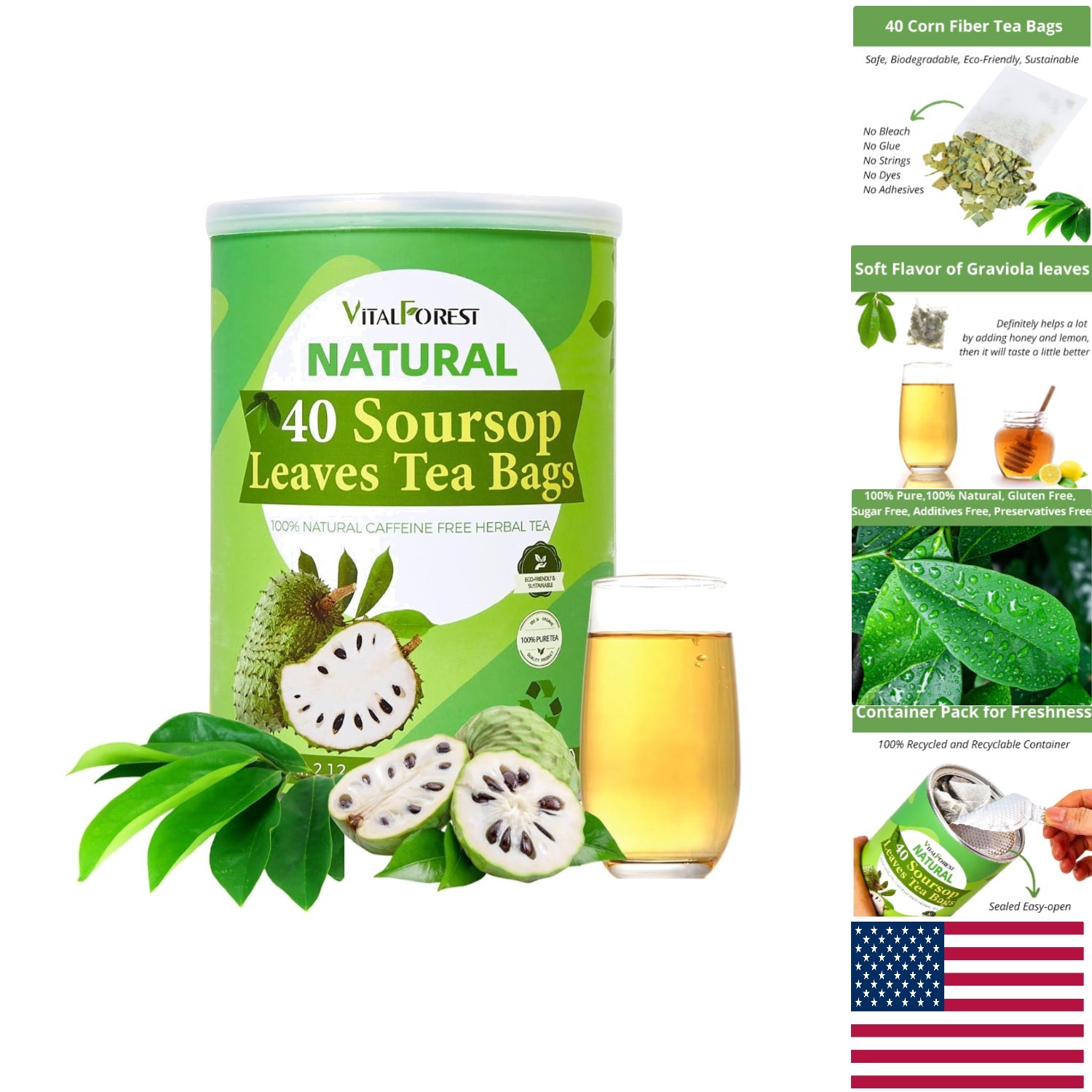 Soursop Graviola Leaf Tea Bags – 40 Count of Stress Relief and Wellness