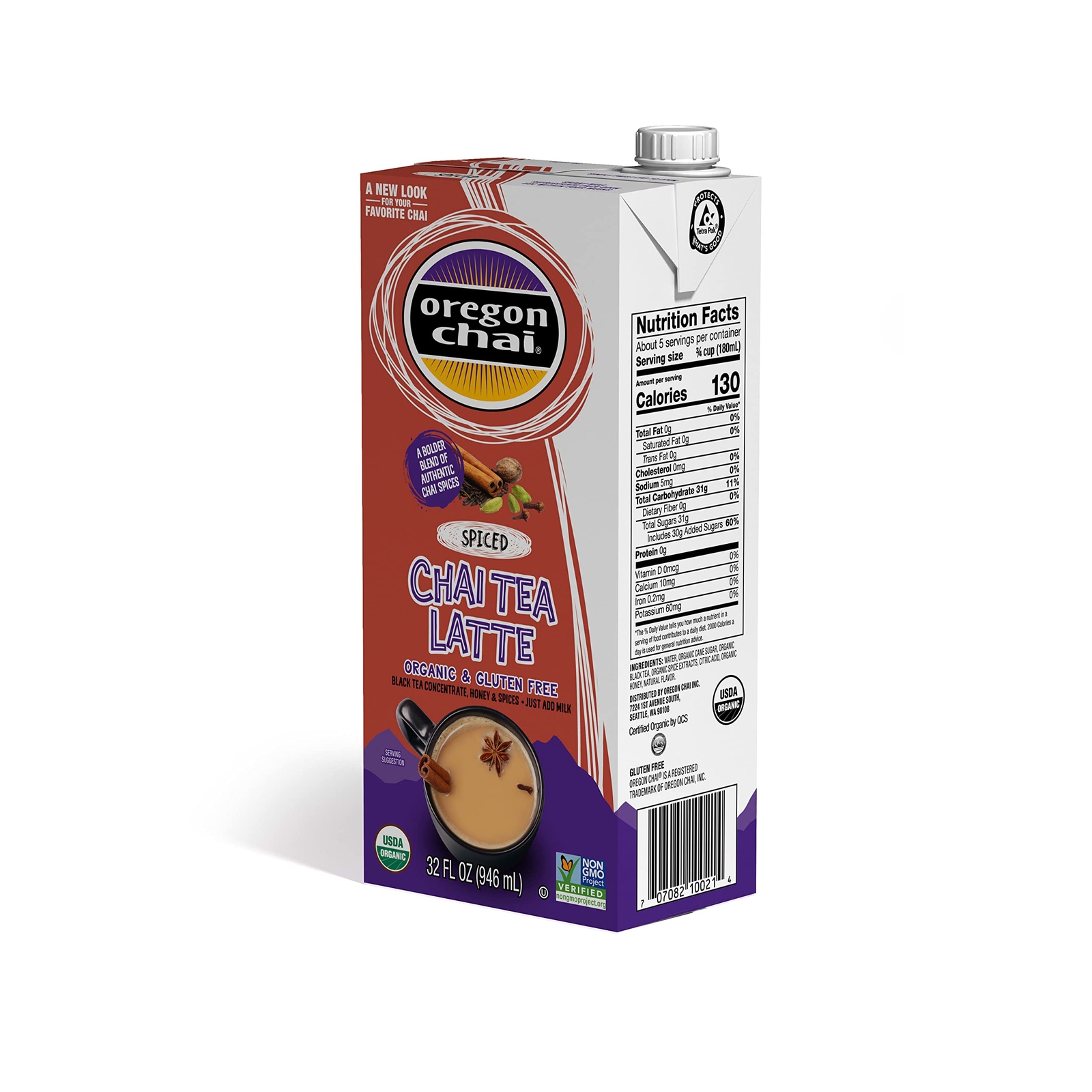 6-Pack Oregon Chai Spiced Chai Tea Latte Concentrate Organic & Gluten Free 3…