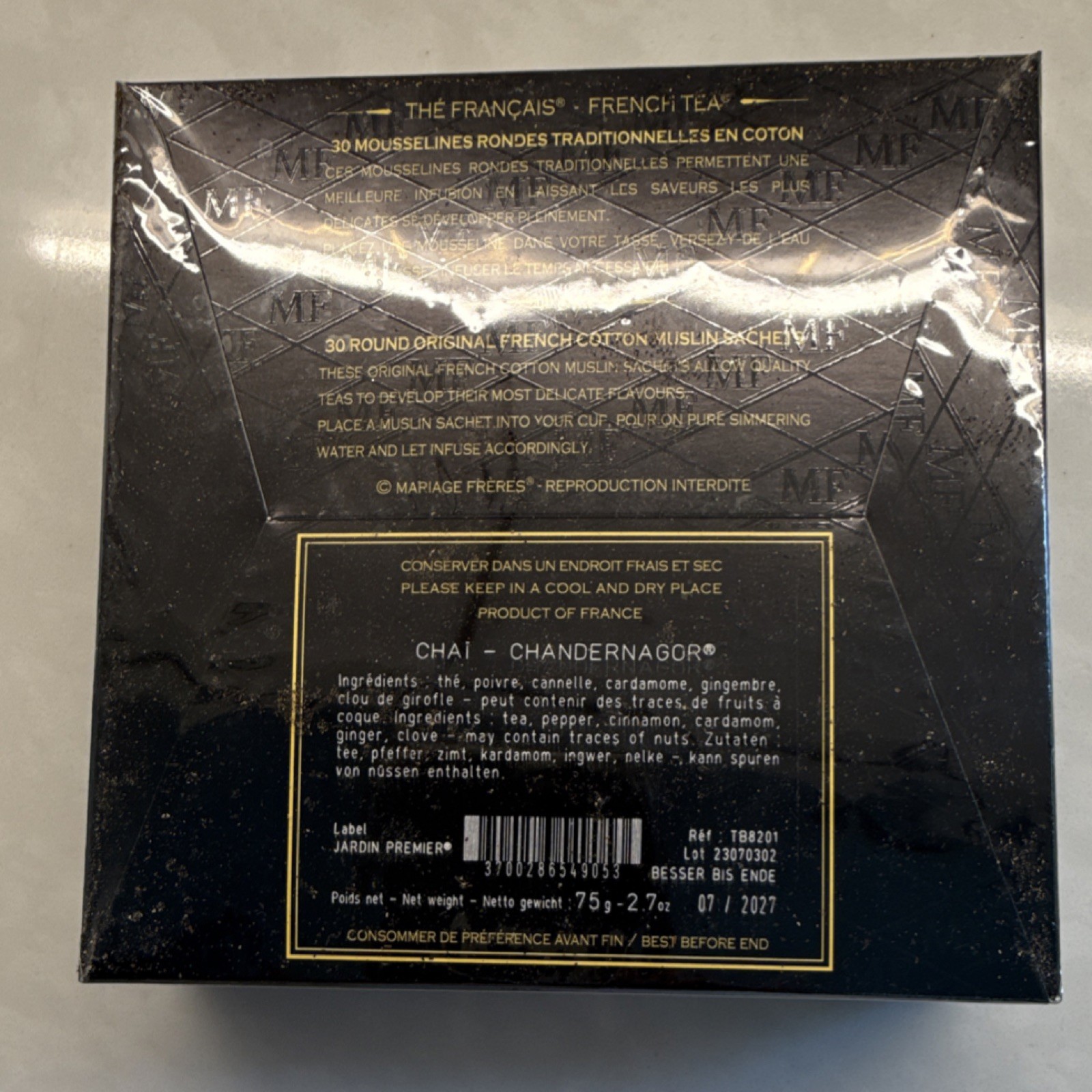 Mariage Frères Chai-Chandernagor Black Tea Bags 30 Pack 75g Chai French