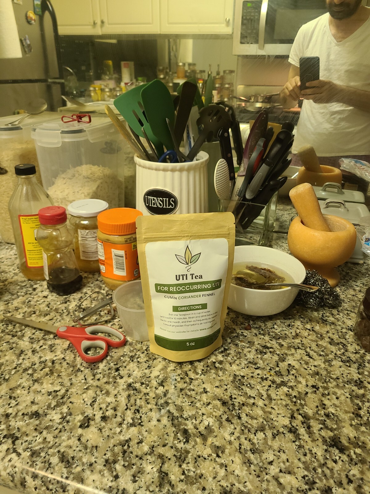 UTI Tea, For reoccuring UTI. Ayurvedic. All natural organic. 5oz resealable bag
