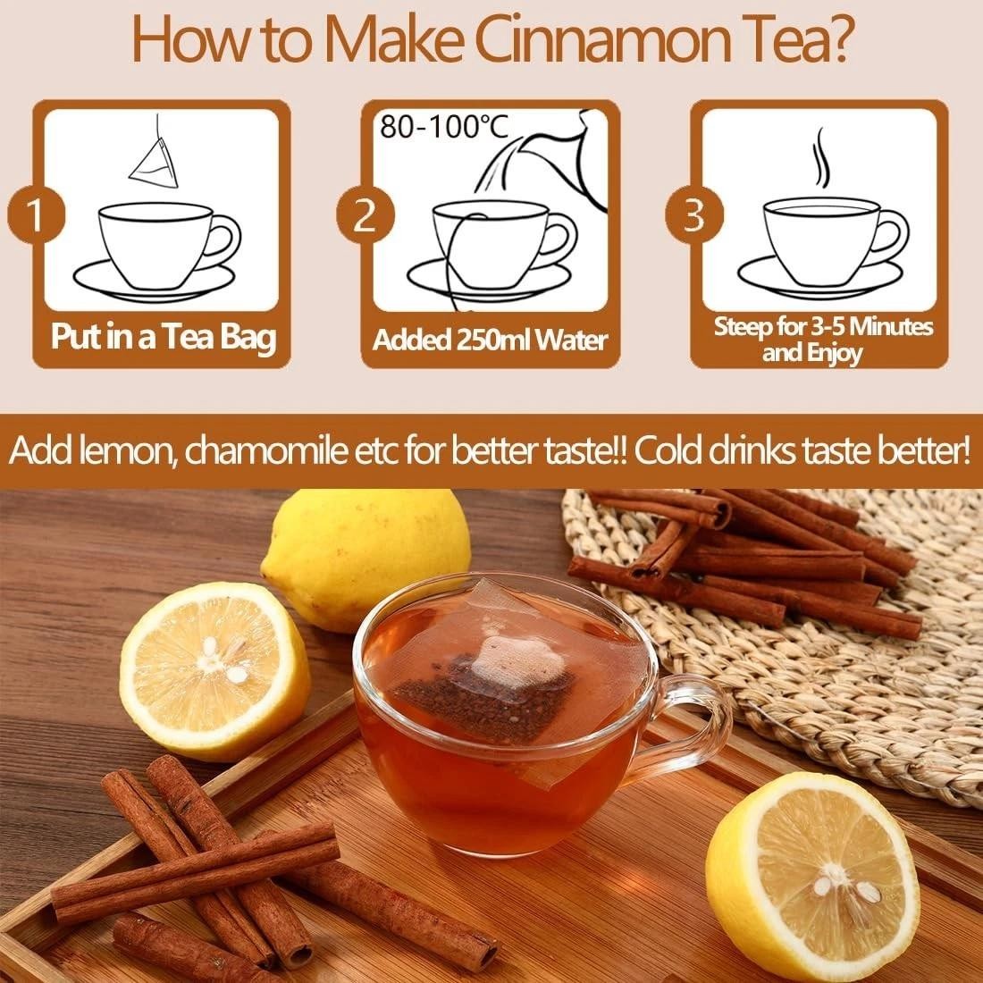 Premium 100 Pure Ceylon Cinnamon Tea Bags, Made with 100% Ceylon Cinnamon Sticks