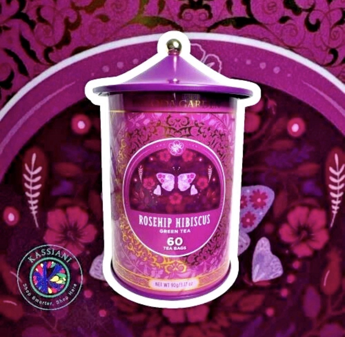 Pagoda Garden Caffeinated ROSEHIP HIBISCUS GREEN TEA 60 Bags Ex 12/2027