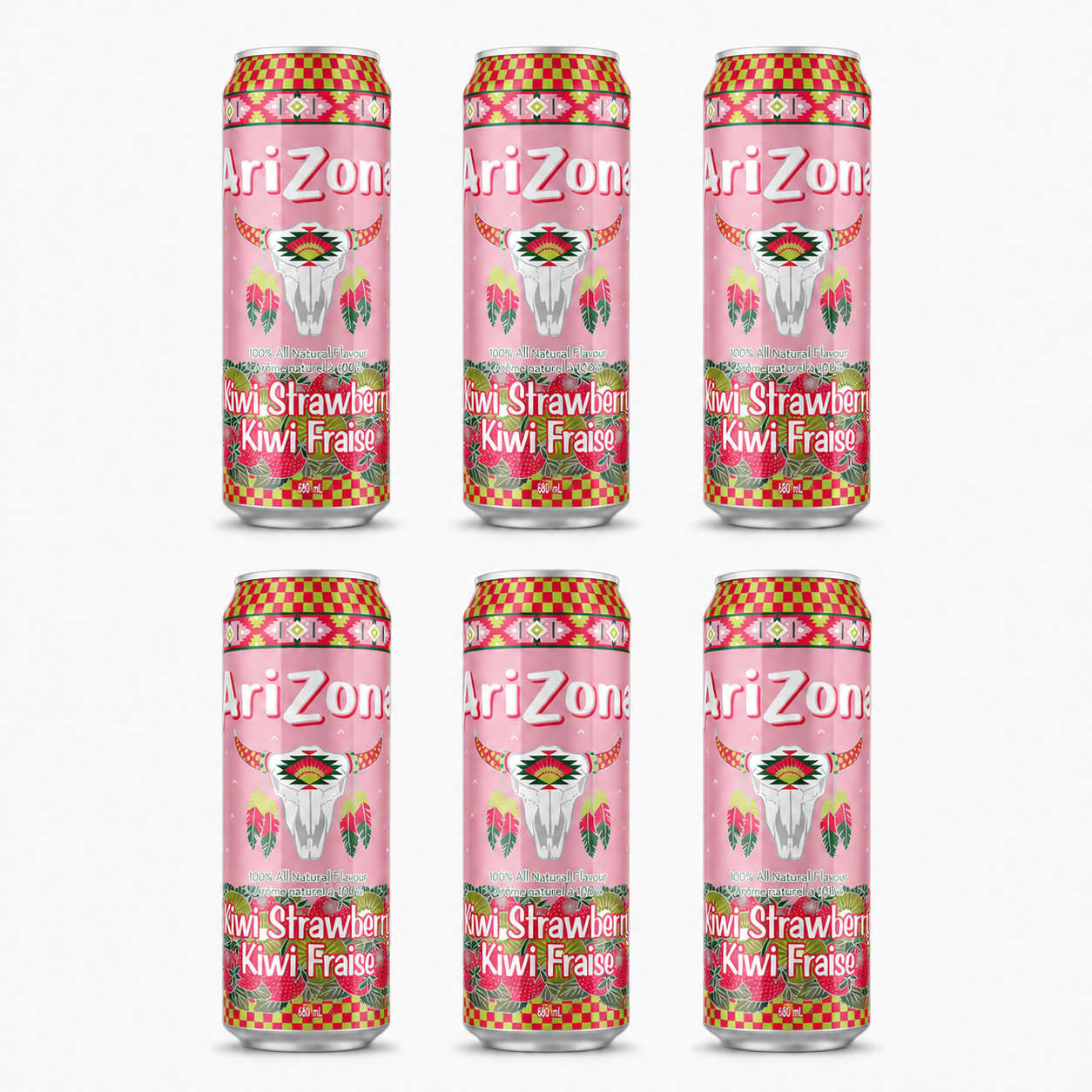 AriZona Kiwi Strawberry 22 fl oz Cans 6 Pack Ready to Drink Beverage New