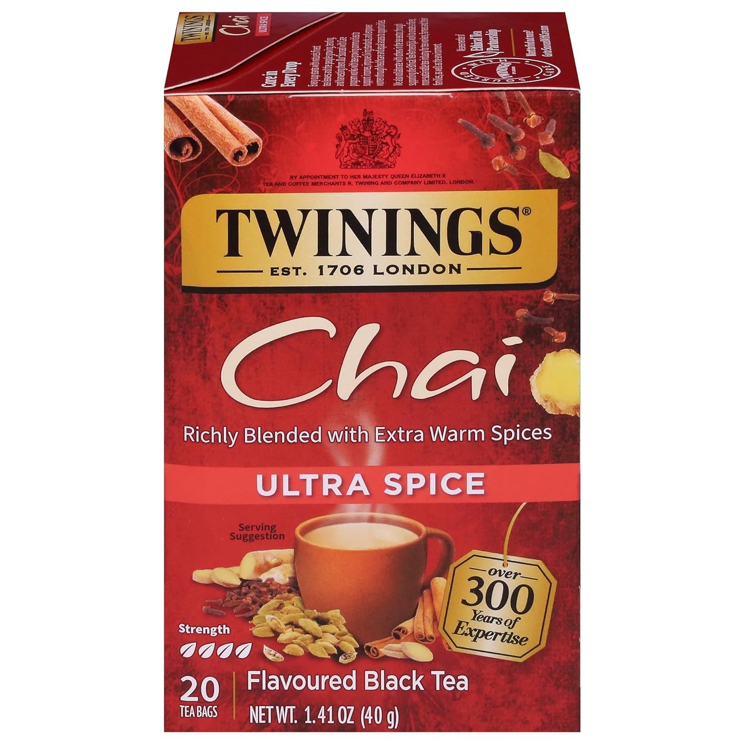 Rich Ultra Spice Chai – 20 Count Kosher Teabags, Sweet & Invigorating Taste