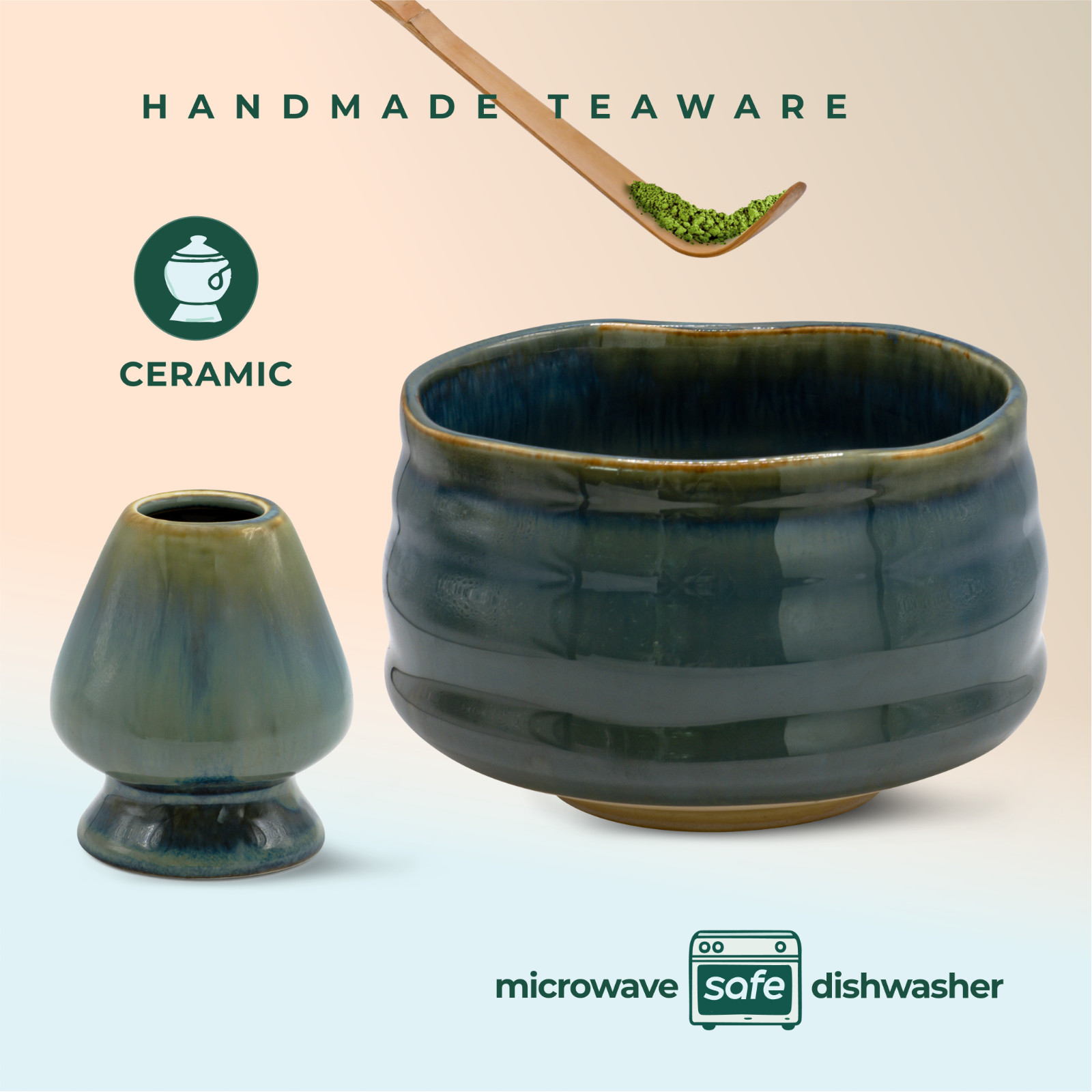 Complete Matcha Starter Set: Bowl, Holder, Whisk, Scoop, Sifter, Tea Cloth