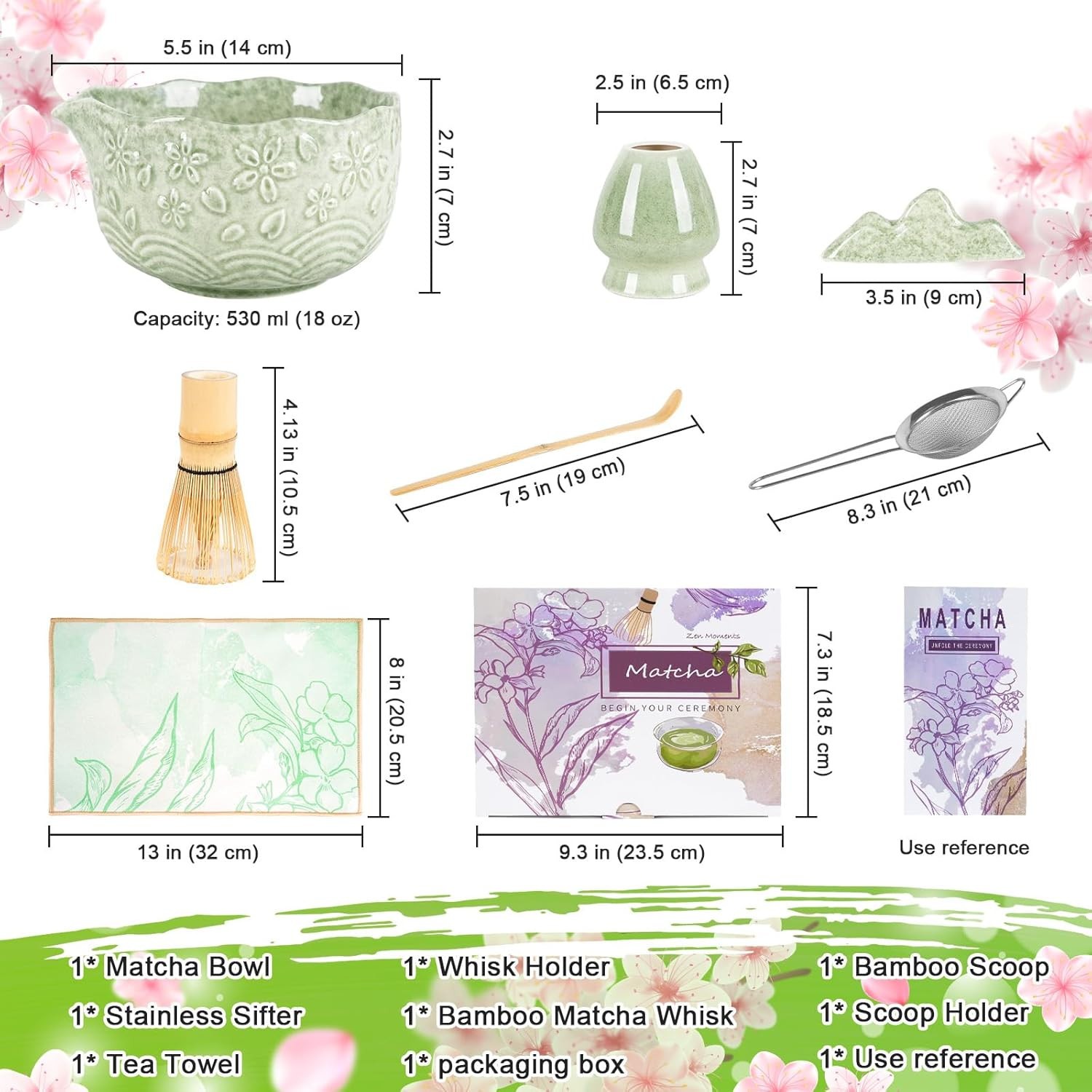 Seven-Piece Matcha Tea Set ~ Lovely Boxed Utensil Set ~ Great Gift Idea!