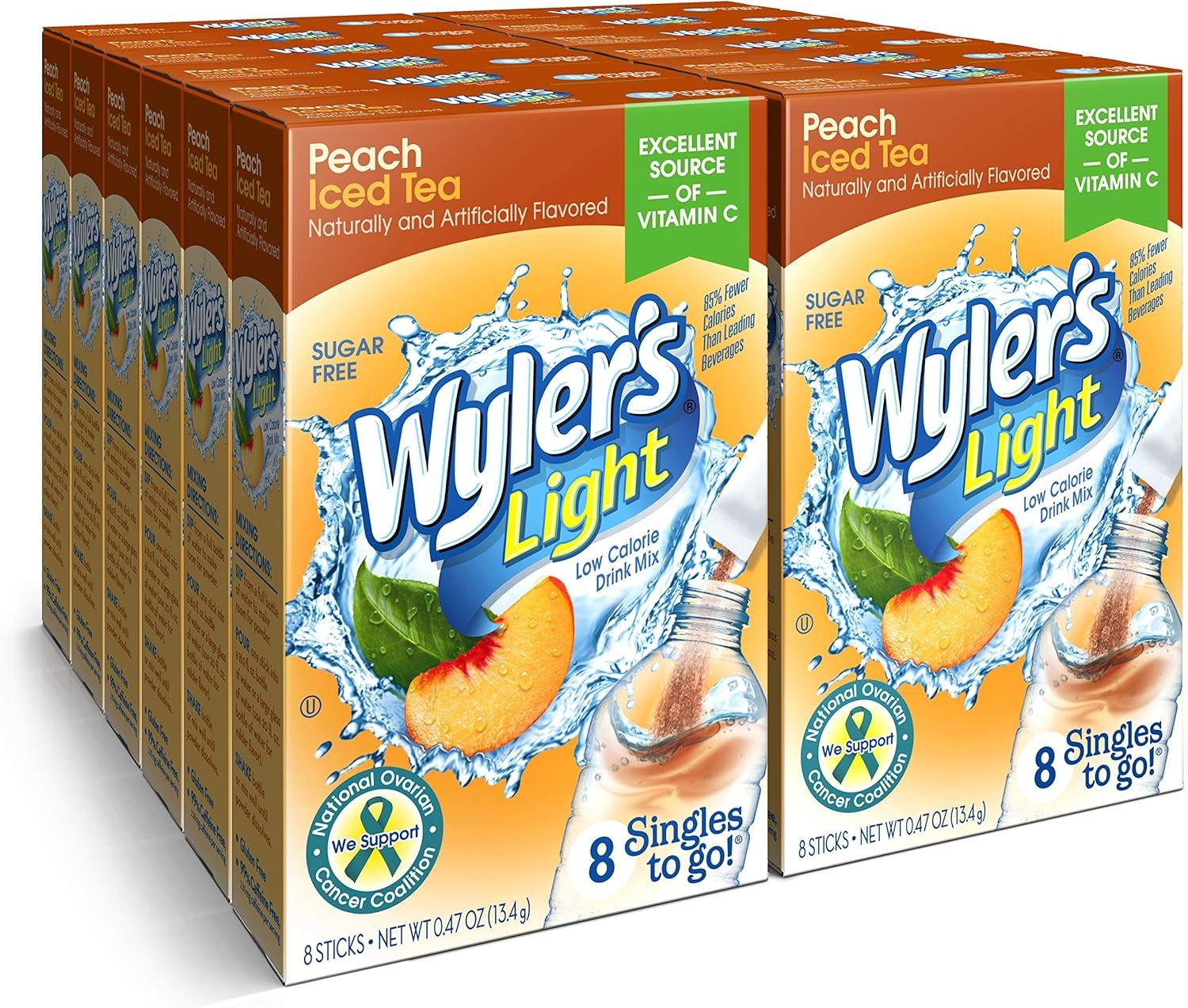 Singles To Go Powder Packets, Water Drink Mix, 96 Single Servings, Peach Iced
