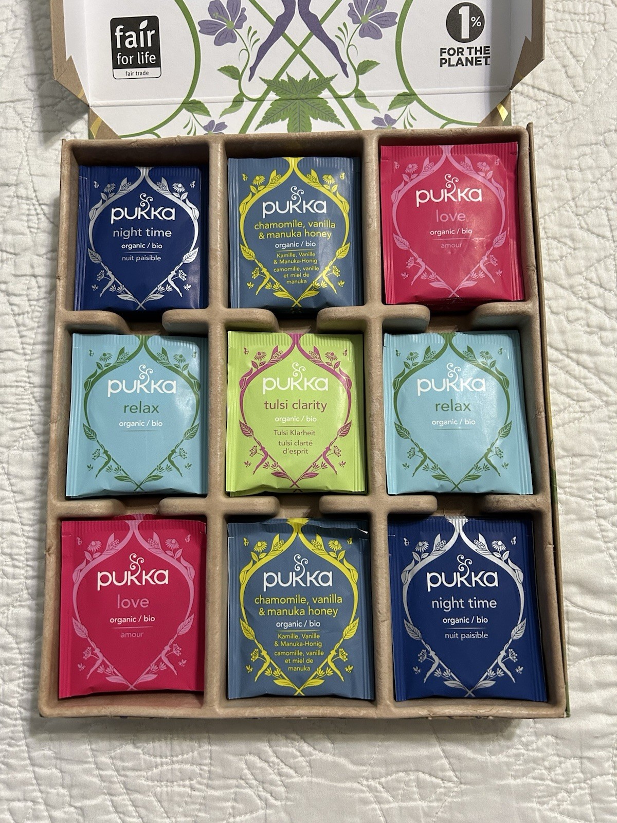 Pukka Premium Organic Herbal Tea Sampler 45 Sachets 5 Flavors BRAND NEW IN BOX