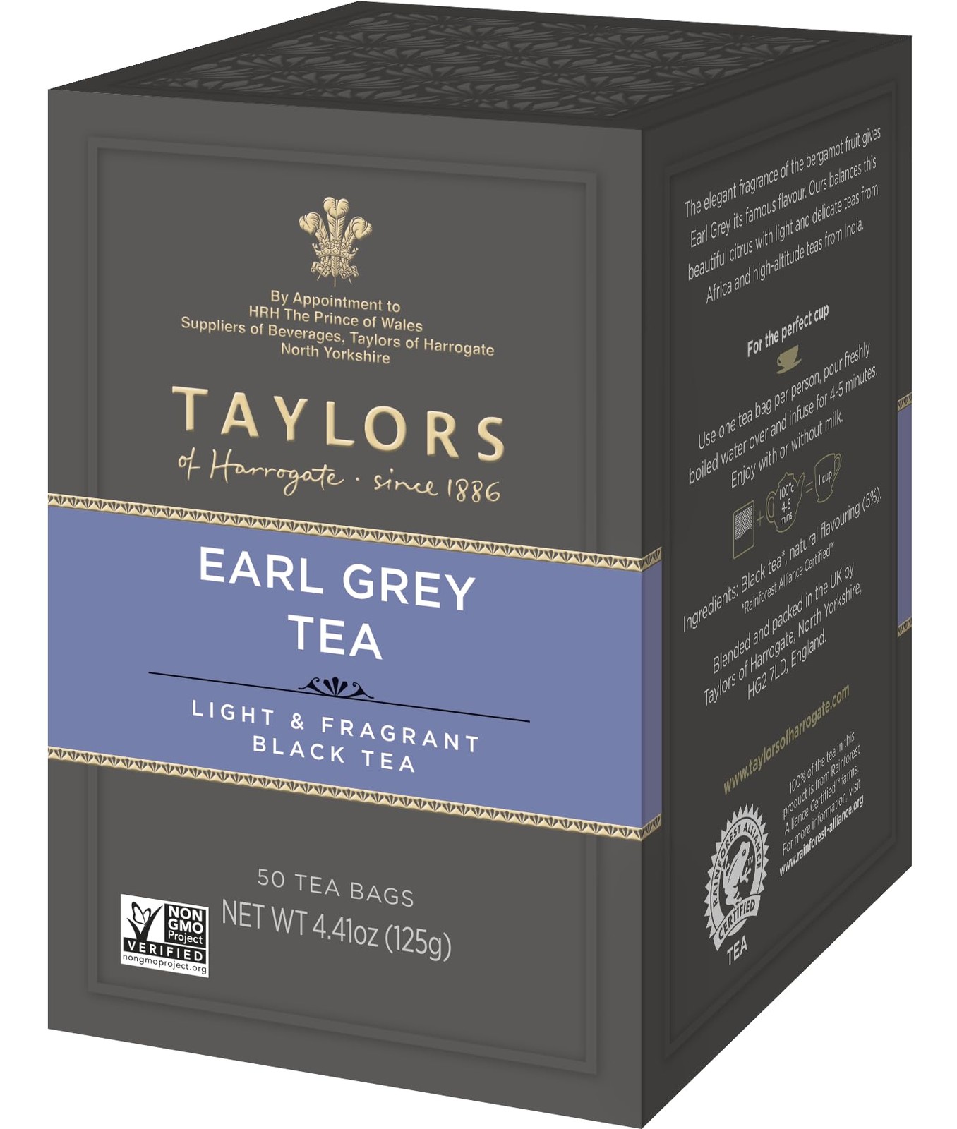 Taylors of Harrogate Earl Grey Black Tea 50 Bags Distinctive Flavor and Aroma