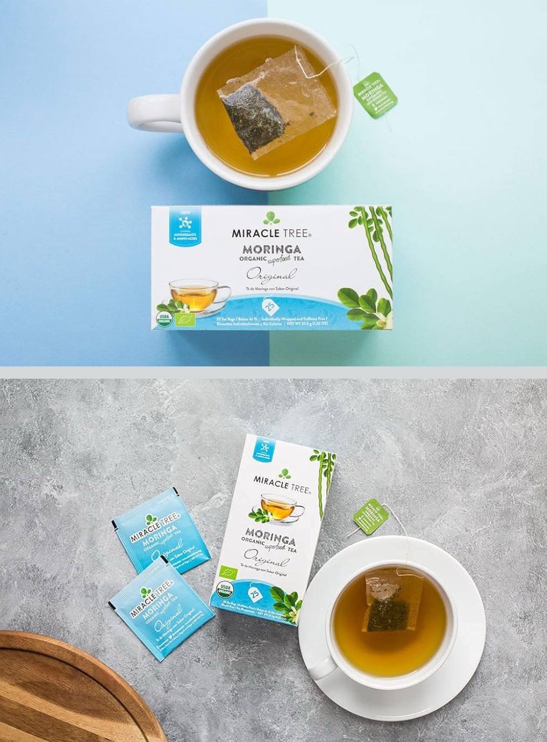 Moringa Tea Organic Miracle Tree Original Total 50 Tea Bags USDA Organic 2 BOX