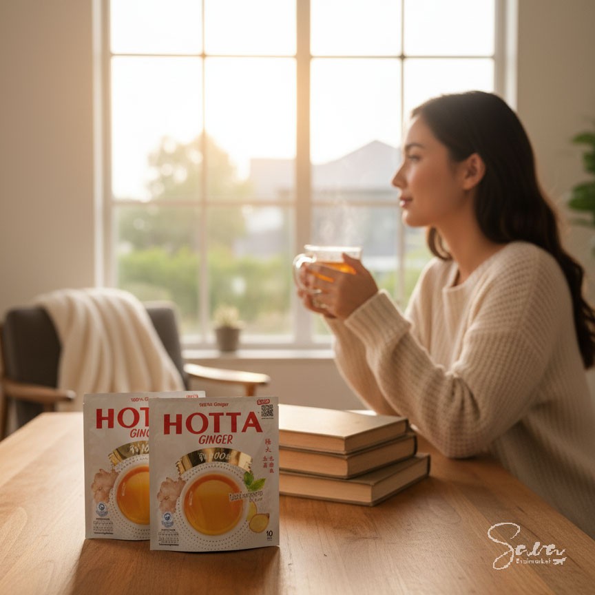Hotta 100% Ginger No Sugar Instant Herbal Drink Relieve Cold Symptoms 7g x 10pcs