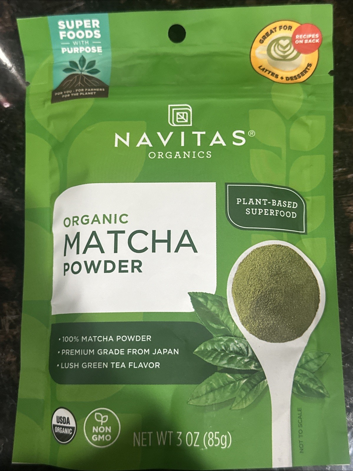 Navitas Organic Matcha Powder 3 oz – Premium Culinary Grade, Non-GMO, Vegan