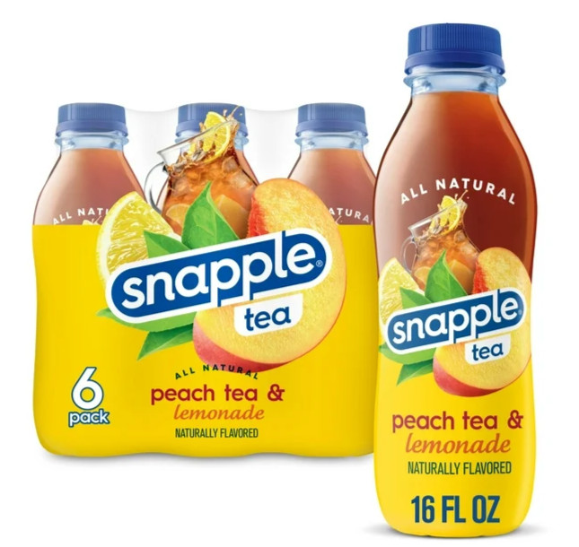 Snapple Peach Tea & Lemonade, 16 fl oz, 6 Pack Bottles