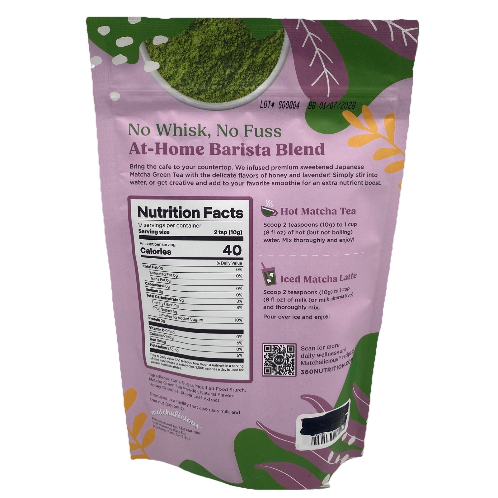 MATCHA Matchalicious Lavender 6 oz~17 Servings Exp 01/2028 Instant Cafe Blend