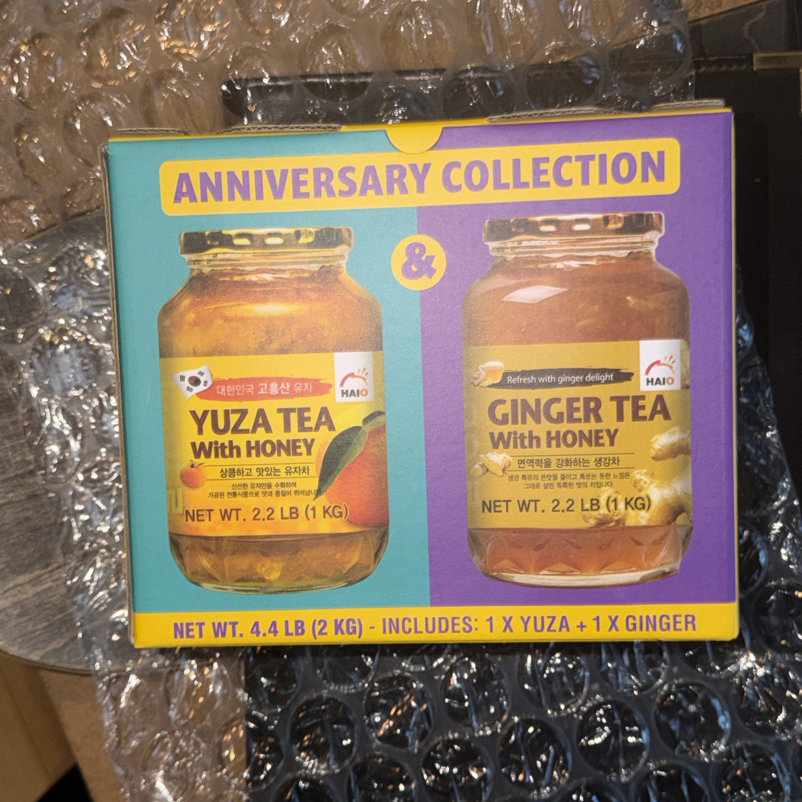 HAIO Ginger Tea with Honey & Yuza Citron Tea with Honey (Combo Pack), 2.2 Pounds