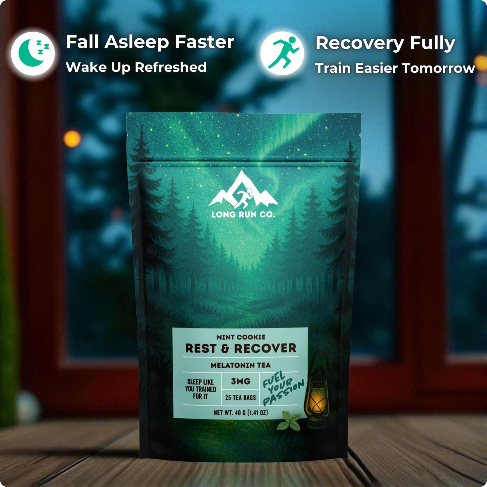 Rest &  Recover Sleep Tea by Long Run Co. – Caffeine‑Free Herbal Tea with Mel…