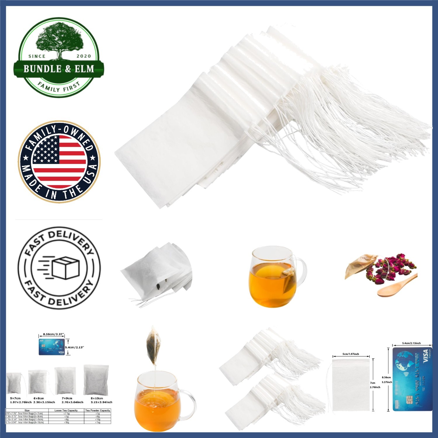 100pcs Disposable Tea Filter Bags for Loose Tea, Unbleached Natural Paper