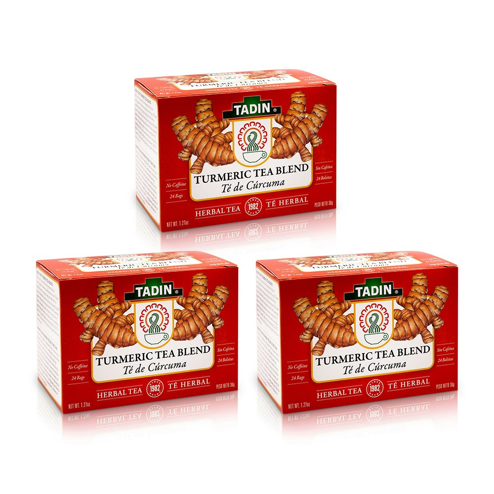 Tadin Turmeric Herbal Tea Blend. Immune System Boost. 24 Bags. 0.84oz. Pack of 3