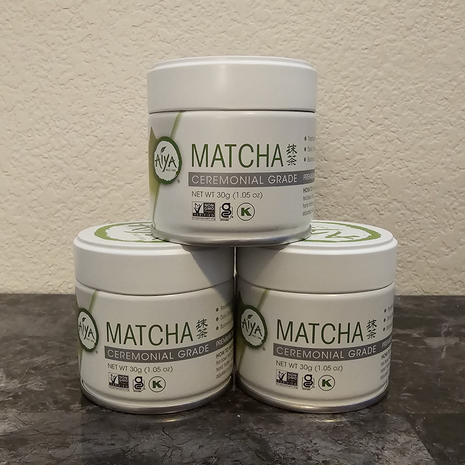 Aiya America Matcha Ceremonial Grade- 3 Cans 30 gm each (3.15 oz Total Weight!)