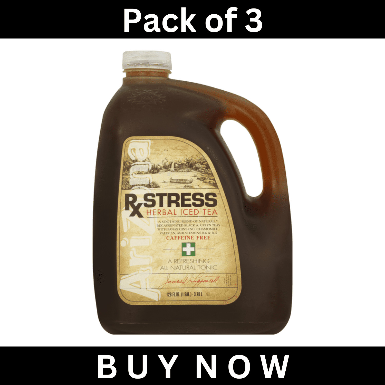 Arizona RX Stress Herbal Iced Tea Caffeine Free 128oz 3 Pack