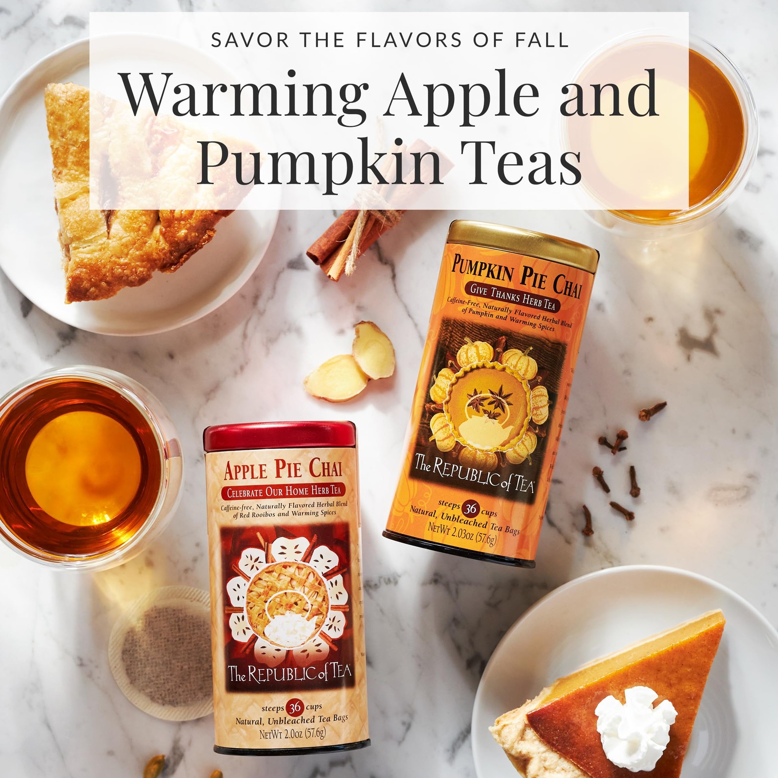 The Republic of Tea – Pumpkin Pie Chai Herbal Tea Tin, 36 Naturally CaffeineF…