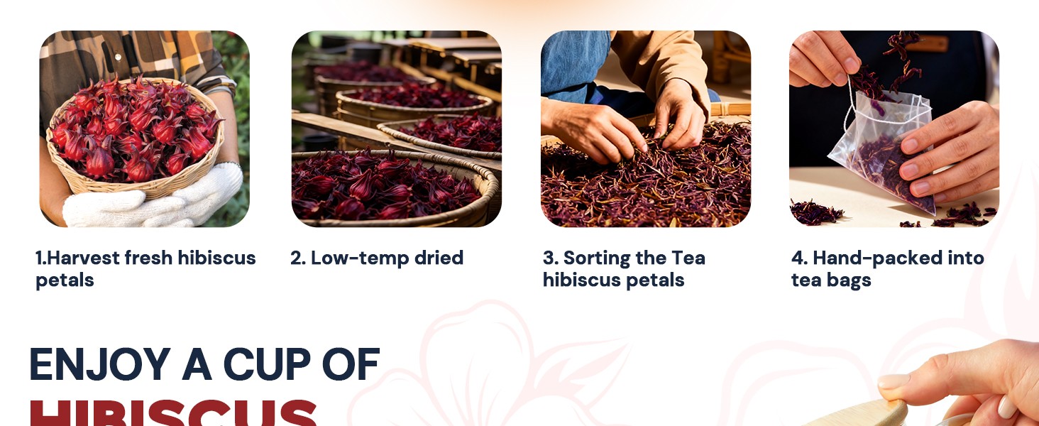 Hibiscus Tea Bags, Hibiscus Flower Herbal Tea – Rich in Vitamin C, Caffeine