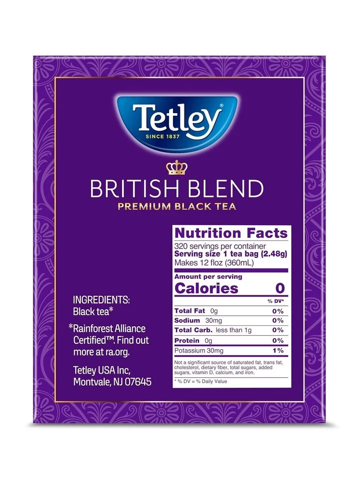 Tetley British Blend Premium Black Tea, 320 Tea Bags, Rainforest Alliance Certif