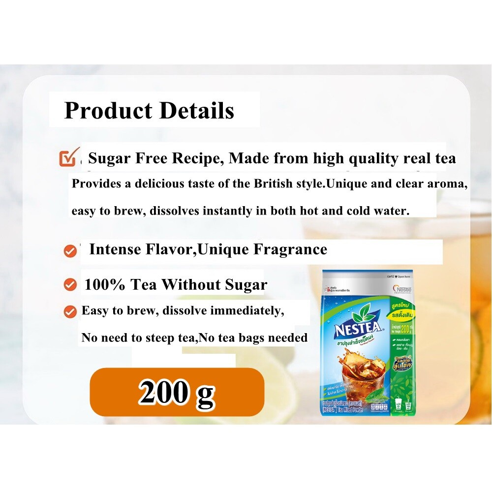 NESTLE NESTEA UNSWEETENED INSTANCT TEA POWER No Sugar New Package 200g.