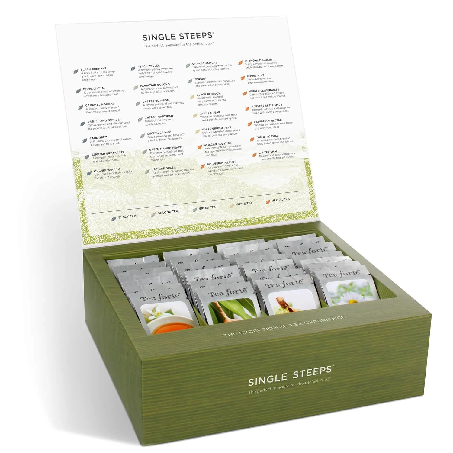 Tea Forte Single Steeps Loose Leaf Tea Sampler Tea Chest, Assorted Variety Tea B