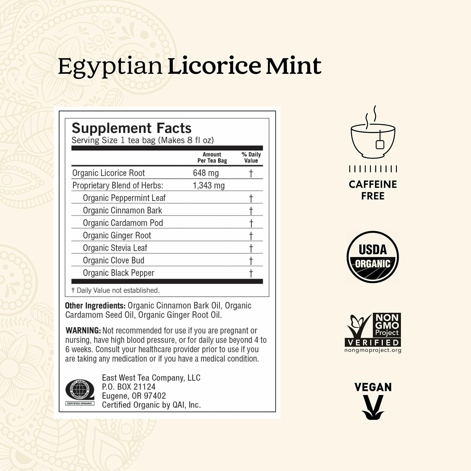 Yogi Egyptian Licorice Mint Tea 6 Pack 16 Bags
