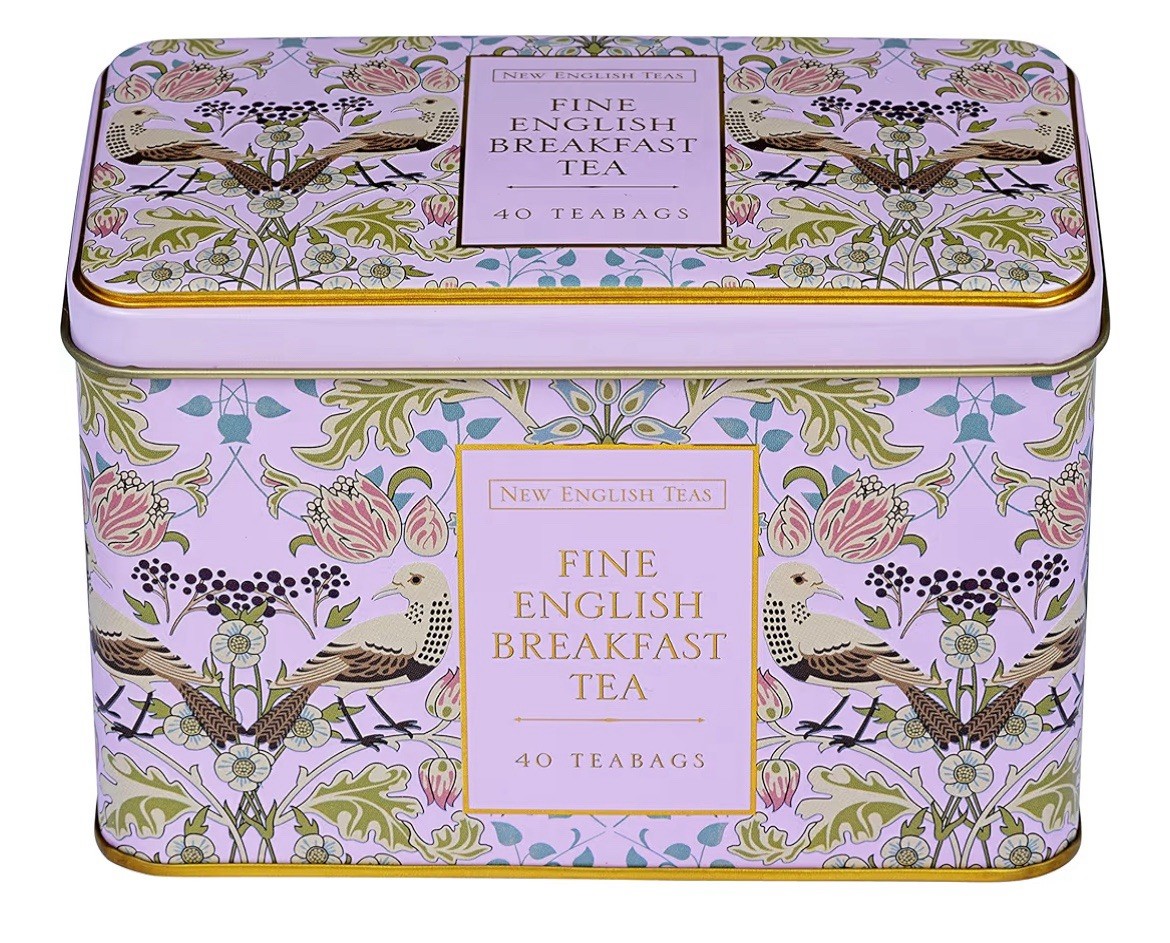 New English Teas Fine English Breakfast Tea Tin | 40 Teabags Song Thrush & Berr…