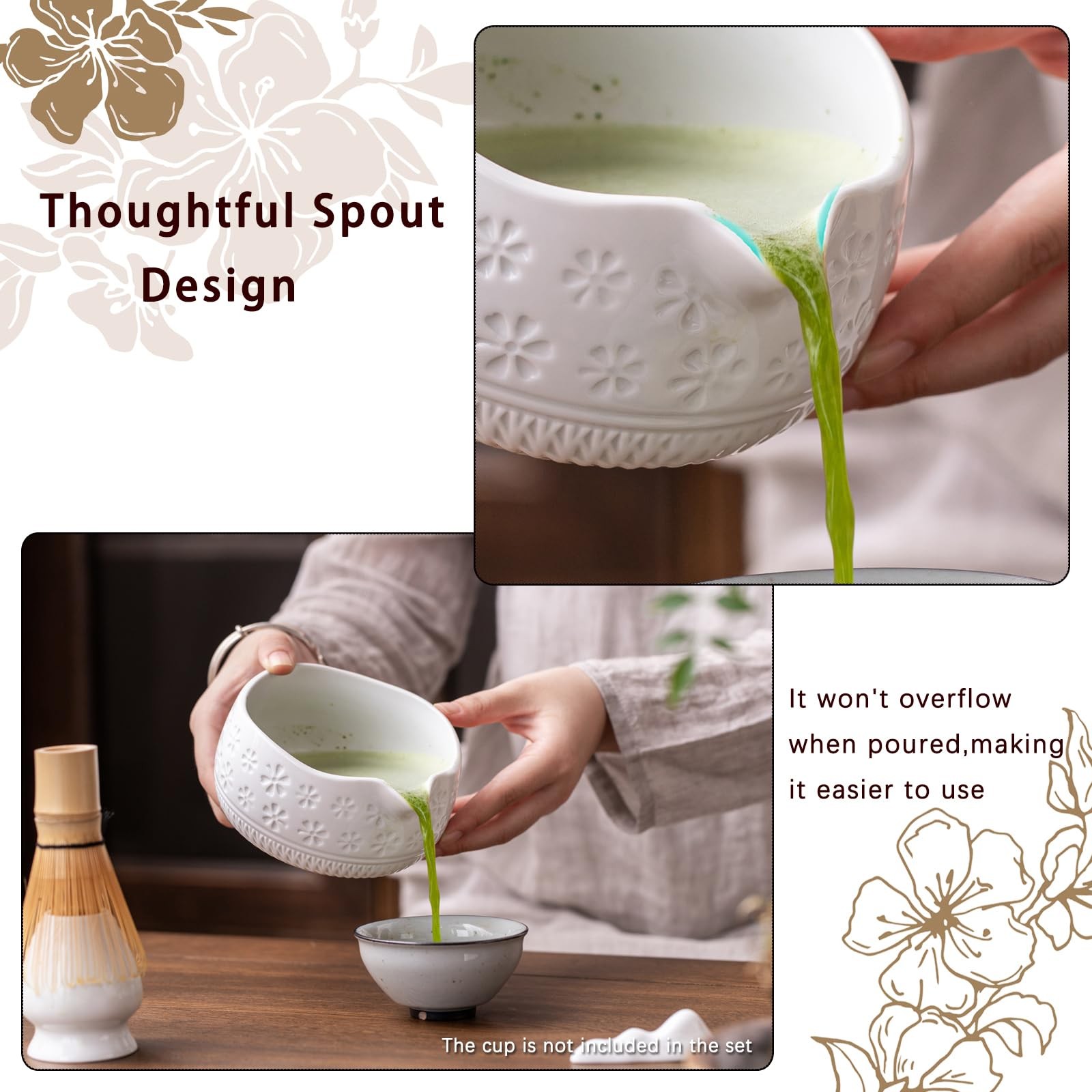 Buucup Matcha Whisk Set, Ceramic Matcha Kit Set Includes Matcha Bowl, Matcha …