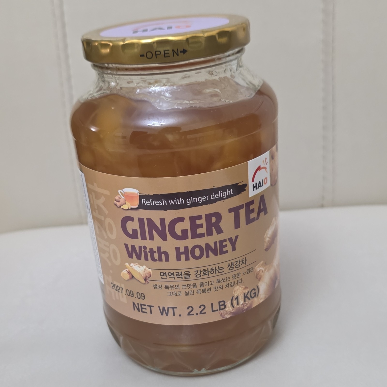 HAIO Ginger Tea With Honey, Herbal Tea Mix, Ginger Honey Flavor, 1kg (2.2lb)